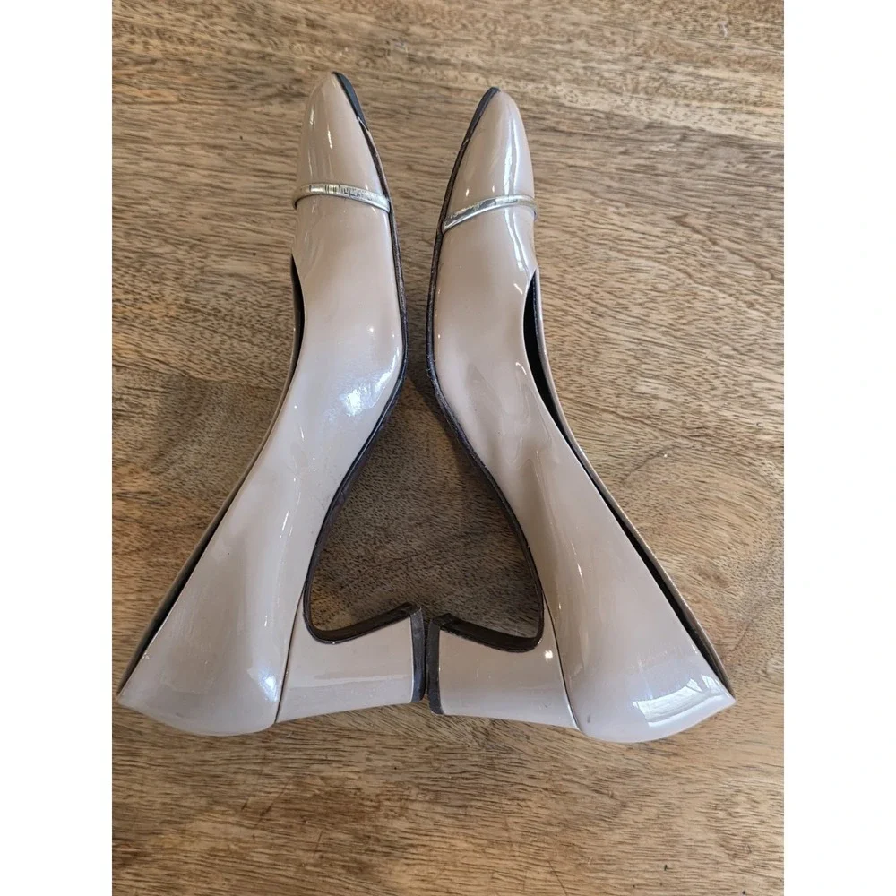 AGL Attilio Giusti Leombruni Rand Pumps Block Heels Beige Shoes Sz‎ 37.5